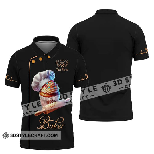Unisex Shirt, Custom Name Baker Shirt, Bakery Chef Polo Long Sleeve, Bakery Shop T-Shirt style option 4