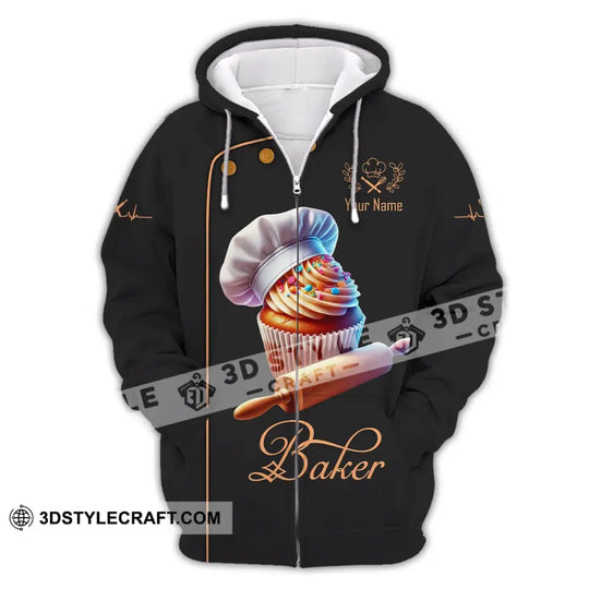Unisex Shirt, Custom Name Baker Shirt, Bakery Chef Polo Long Sleeve, Bakery Shop T-Shirt style option 3