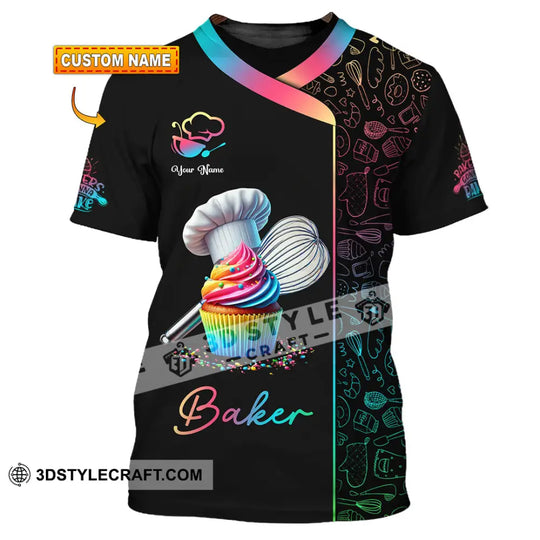 Unisex Shirt, Custom Name Baker Shirt, Bakery Shop T-Shirt, Bakery Chef Polo Long Sleeve style option 1