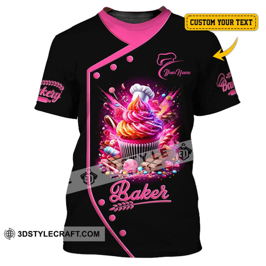 Unisex Shirt, Custom Name Baker Shirt, Bakery Shop T-Shirt, Bakery Chef Polo Long Sleeve style option 1
