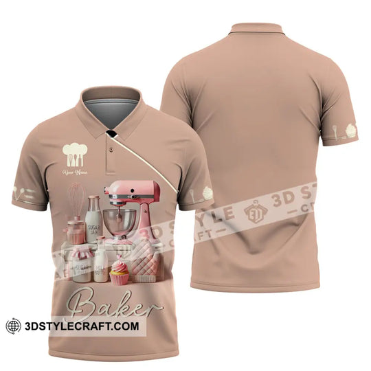 Unisex Shirt, Custom Name Baker Shirt, Bakery Shop T-Shirt, Bakery Chef Polo Long Sleeve style option 4