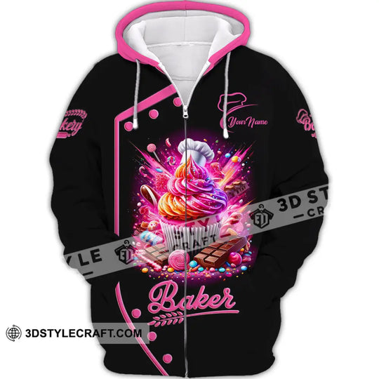 Unisex Shirt, Custom Name Baker Shirt, Bakery Shop T-Shirt, Bakery Chef Polo Long Sleeve style option 3