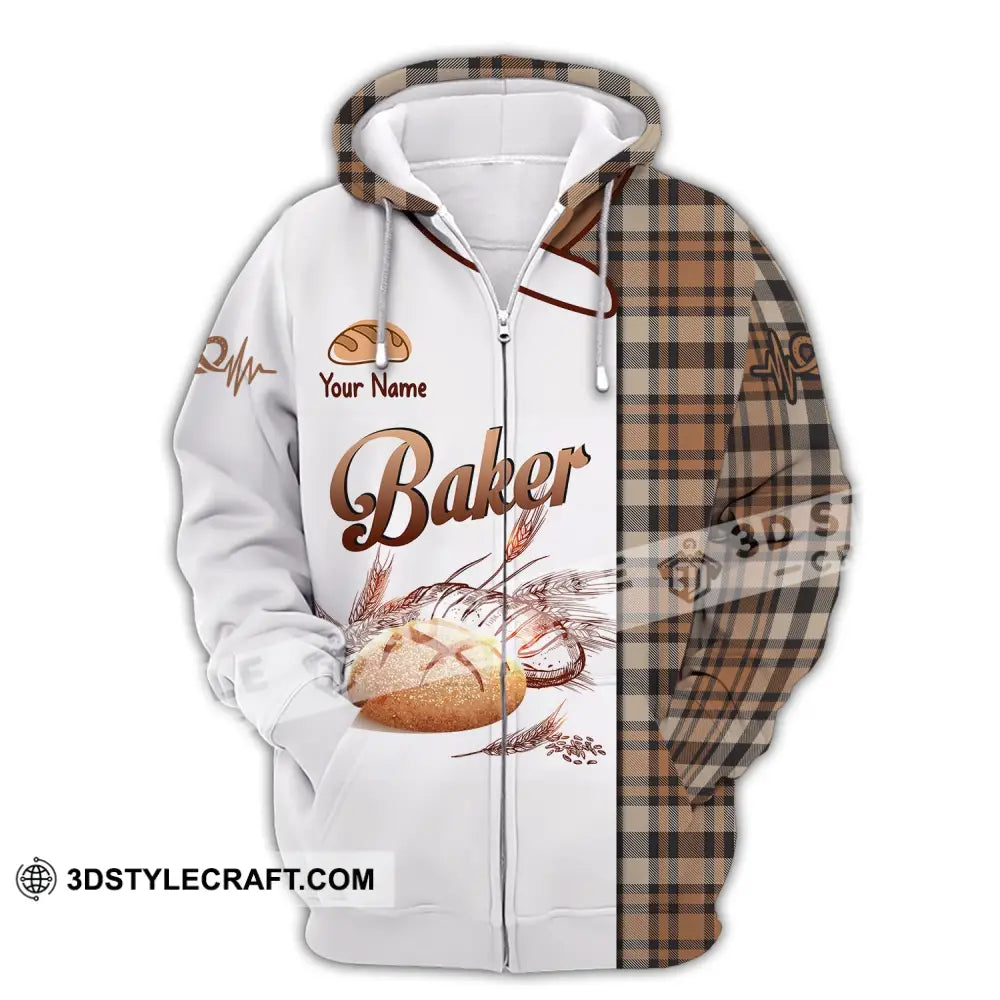 Unisex Shirt Custom Name Baker Baking Lovers Gift Bakery Chef Zipper Hoodie / S T-Shirt