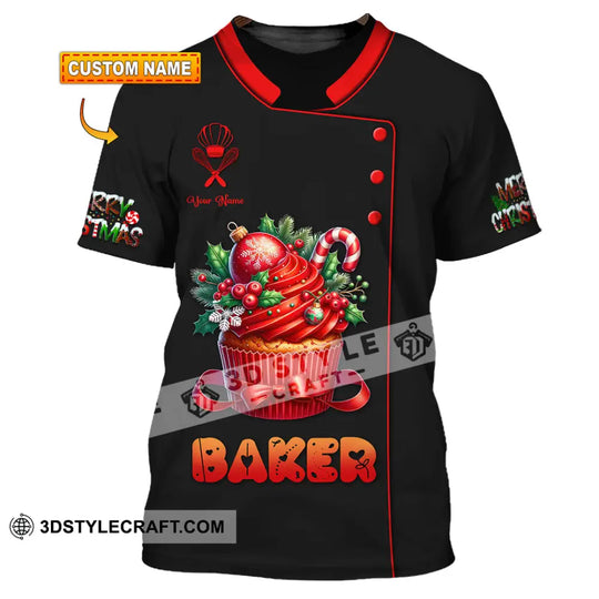 Unisex Shirt, Custom Name Baker Christmas Shirt, Bakery Shop T-Shirt, Bakery Chef Polo Long Sleeve style option 1
