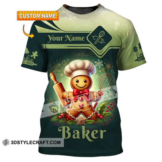 Unisex Shirt, Custom Name Baker Christmas Shirt, Bakery Shop T-Shirt, Bakery Chef Polo Long Sleeve style option 1