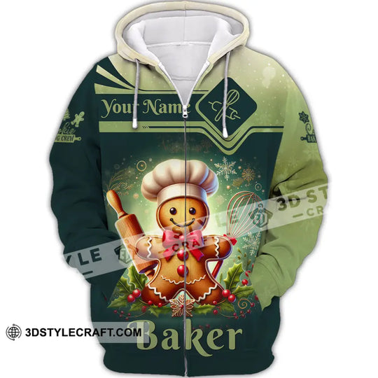 Unisex Shirt, Custom Name Baker Christmas Shirt, Bakery Shop T-Shirt, Bakery Chef Polo Long Sleeve style option 3