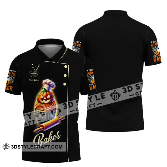 Unisex Shirt, Custom Name Baker Halloween Shirt, Baker Halloween Polo Long Sleeve Shirt, Halloween Gift style option 4