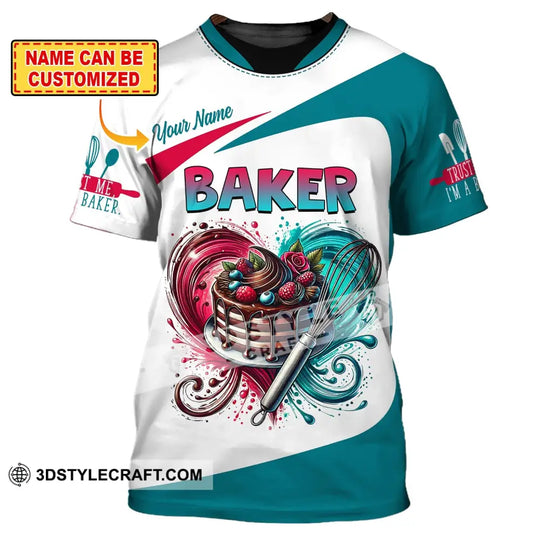 Unisex Shirt, Custom Name Baker Shirt, T-Shirt for Bakery Shop, Bakery Uniform, Gift for Baking Lover style option 1