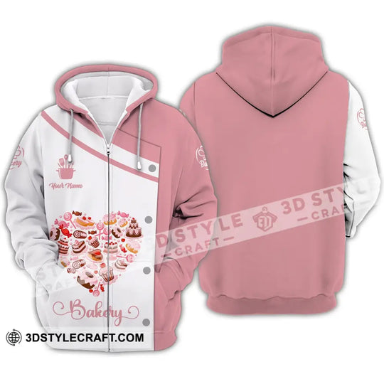 Unisex Shirt - Custom Name Shirt - Bakery Pink Heart style option 4