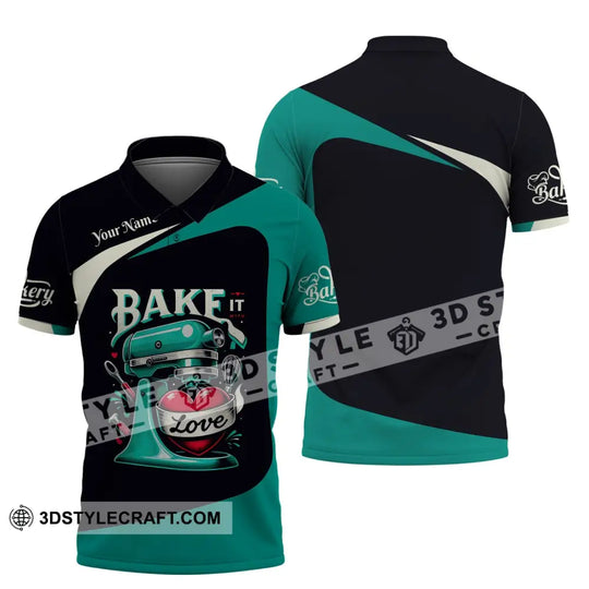 Unisex Shirt, Custom Name Bakery Shirt, Bakery Shop T-Shirt, Bakery Chef Polo Long Sleeve, Bakery Gift style option 4