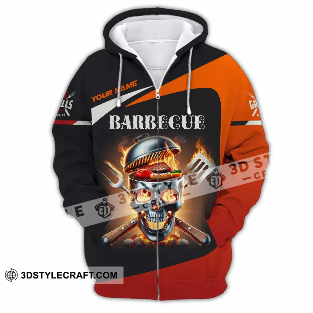 Unisex Shirt Custom Name Barbecue Love Long Sleeve Zipper Hoodie / S T-Shirt