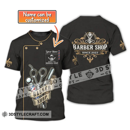 Unisex Shirt, Custom Name Barber Shirt, Hairstylist Apparel, T-Shirt For Barber Shop style option 1