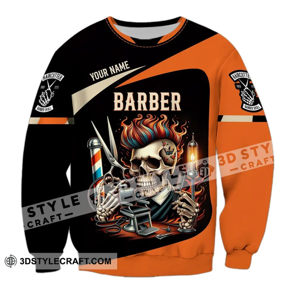 Unisex Shirt Custom Name Barber Polo Long Sleeve Shop Uniform / S T-Shirt