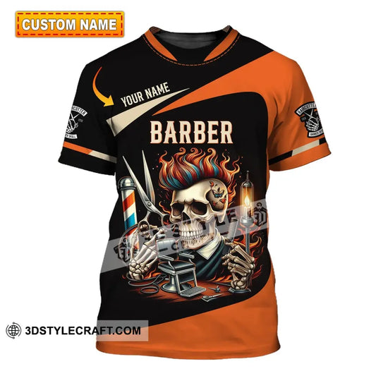 Unisex Shirt Custom Name Barber Polo Long Sleeve Shop Uniform T-Shirt