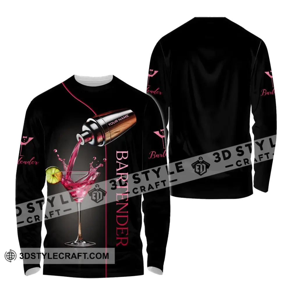 Unisex Shirt Custom Name Bartender Gift Long Sleeve / S T-Shirt