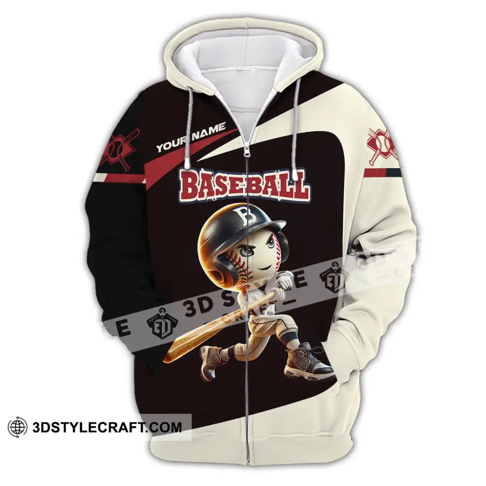 Unisex Shirt - Custom Name Baseball Zipper Hoodie / S T-Shirt