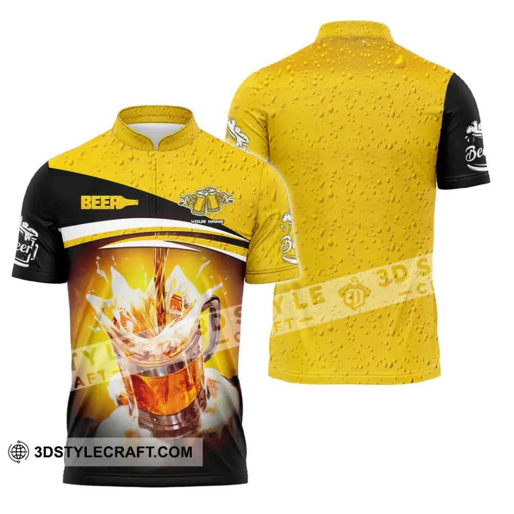 Unisex Shirt Custom Name Beer Lover Zipper Polo / S T-Shirt