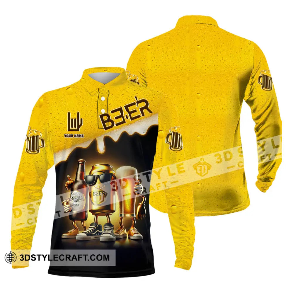 Unisex Shirt Custom Name Beer Polo Long Sleeve / S T-Shirt