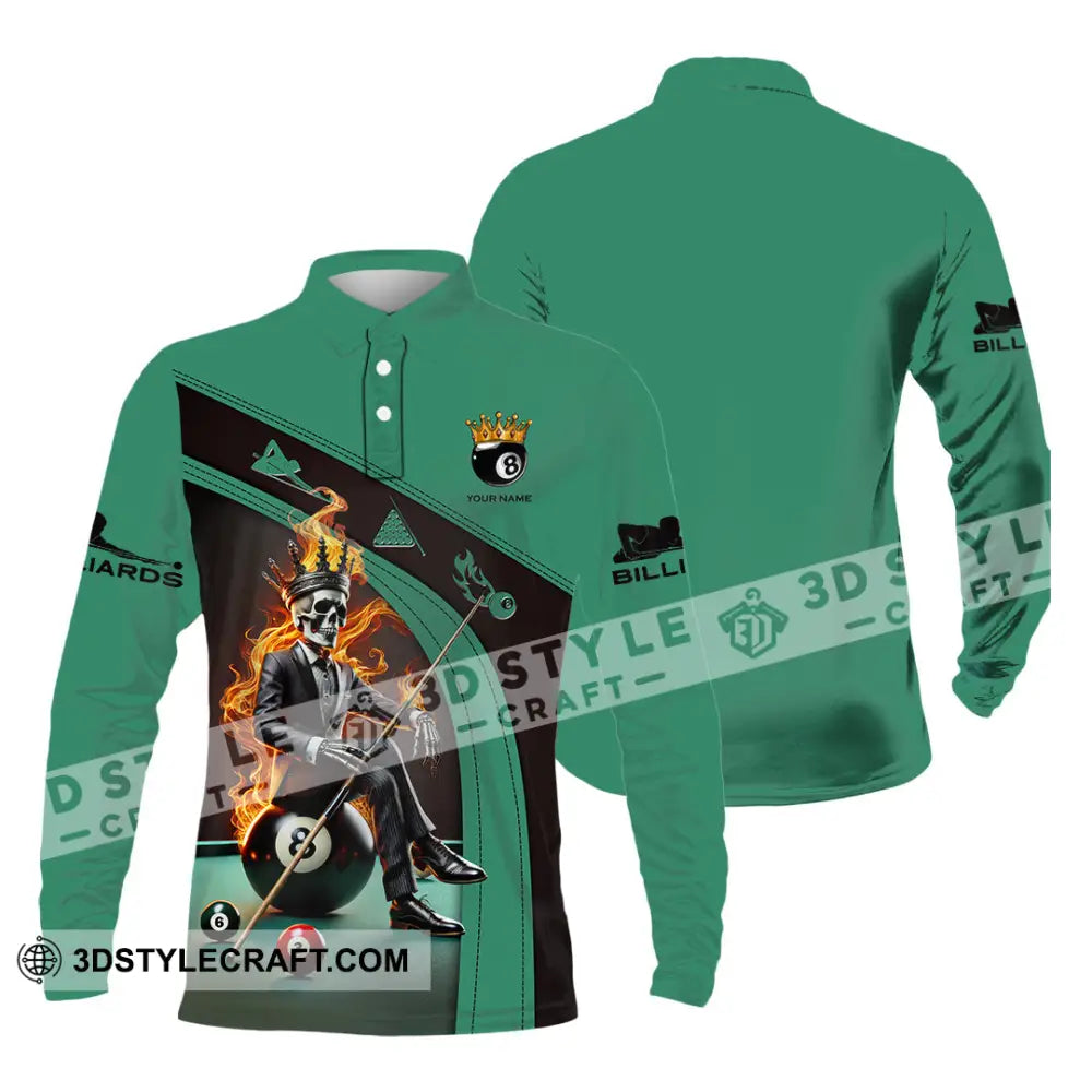 Unisex Shirt Custom Name Billiard Lover Polo Long Sleeve Gift / S T-Shirt
