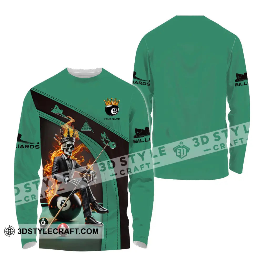Unisex Shirt Custom Name Billiard Lover Polo Long Sleeve Gift / S T-Shirt