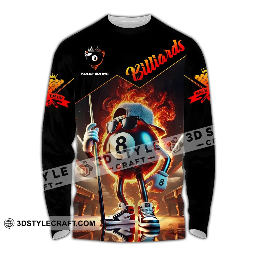 Unisex Shirt - Custom Name Billiards Long Sleeve / S T-Shirt