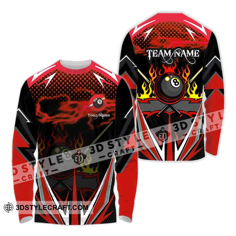 Unisex Shirt - Custom Name Billiards Long Sleeve / S T-Shirt