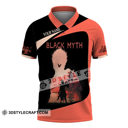 Unisex Shirt, Custom Name Black Myth Wukong Shirt, Black Myth Wukong Polo Long Sleeve, Gift for Wukong Game Lover style option 4