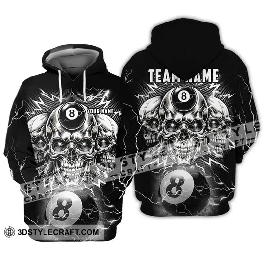 Unisex Shirt - Custom Name Black Skull Billiard Shirt style option 3