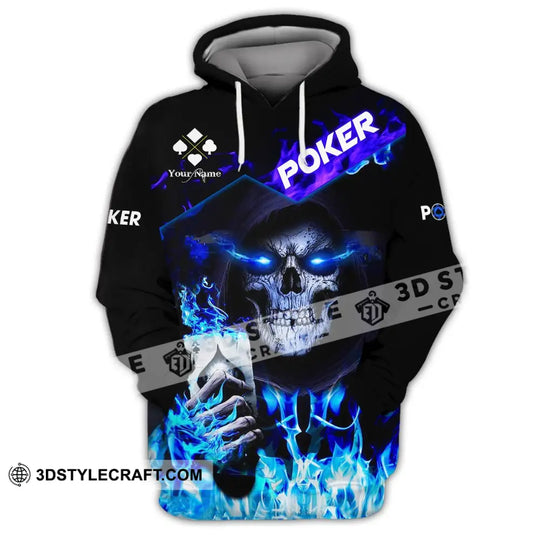 Unisex Shirt - Custom Name Shirt - Blue Light Skullcap Poker Shirt style option 3