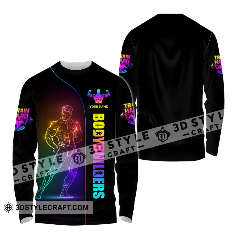 Unisex Shirt Custom Name Body Builder Work Out Long Sleeve Gym T-Shirt / S T-Shirt