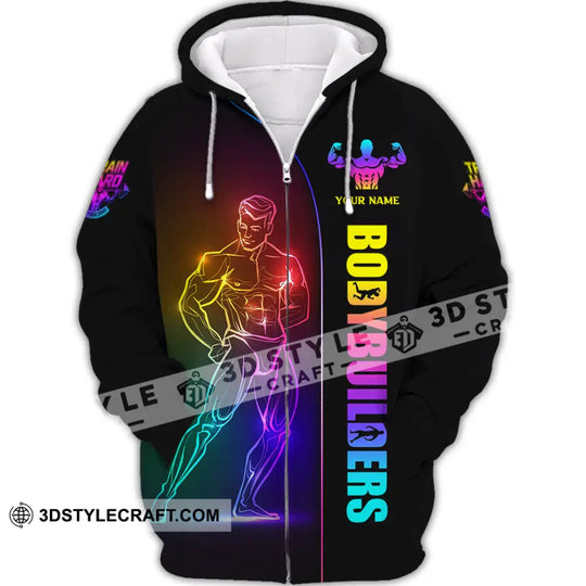 Unisex Shirt, Custom Name Body Builder Shirt, Work Out Long Sleeve, Gym T-Shirt style option 3