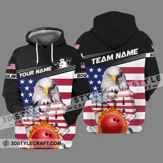 Unisex Shirt - Custom Name Bowling Lover Shirt, America Flag Bowling style option 3