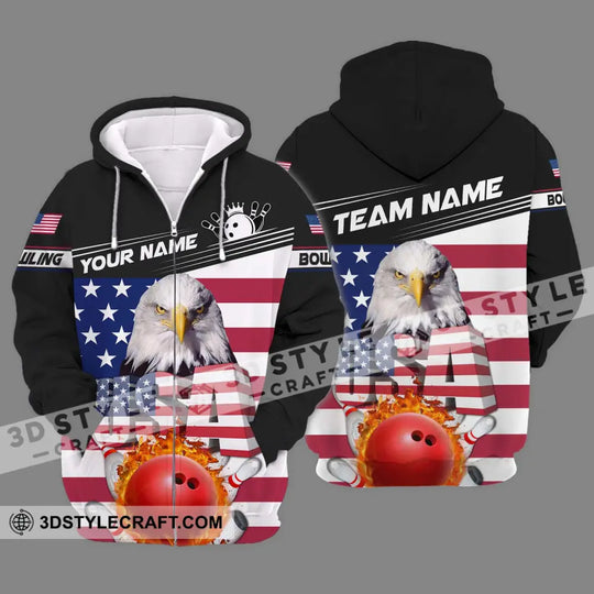 Unisex Shirt - Custom Name Bowling Lover Shirt, America Flag Bowling style option 2