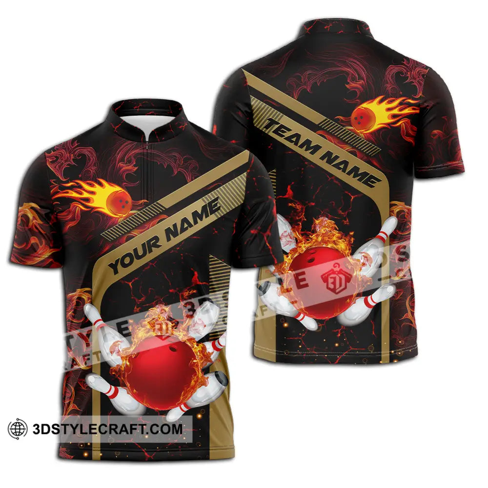 Unisex Shirt - Custom Name Billiard Player Zipper Polo / S T-Shirt