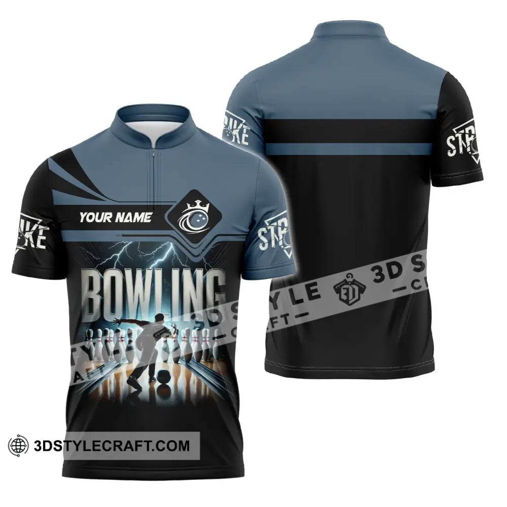 Unisex Shirt Custom Name Bowling Polo Long Sleeve Love T-Shirt Zipper / S T-Shirt