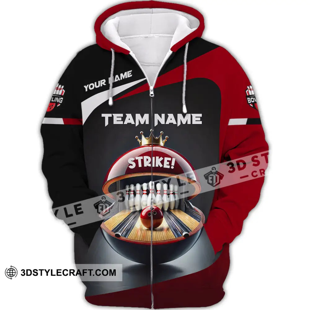 Unisex Shirt Custom Name Bowling Polo Long Sleeve T-Shirt Zipper Hoodie / S T-Shirt