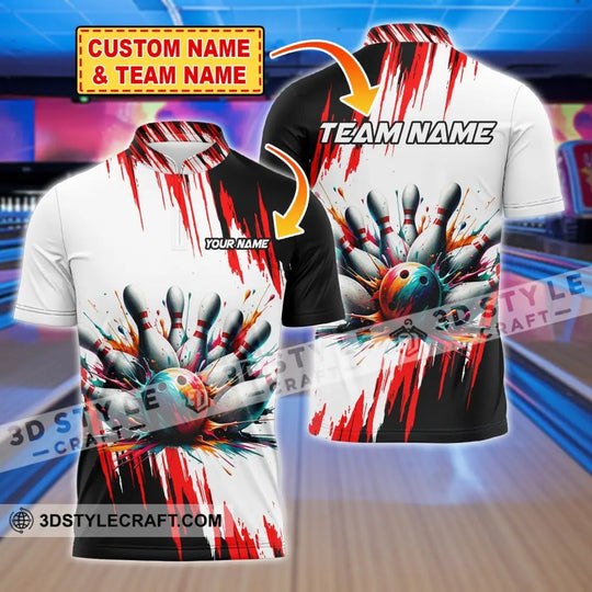 Unisex Shirt, Custom Name Bowling Polo Shirt, Bowling Love T-Shirt, Bowling Hoodie Long Sleeve Shirt style option 1