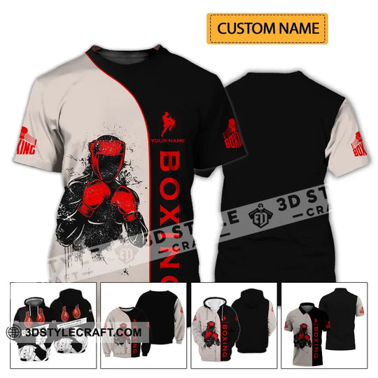Unisex Shirt - Custom Name Boxing Shirt - Gift For Boxing Player, Custom Name 3D Unisex Shirt style option 2