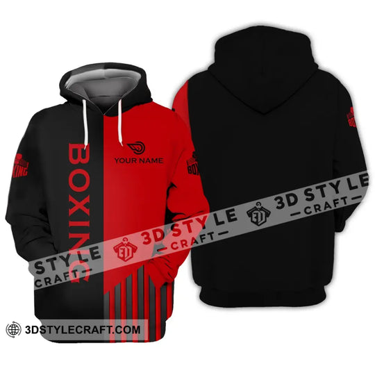 Unisex Shirt - Custom Name Boxing Shirt - Gift For Boxing Player, Black And Red Boxing 3D Shirt style option 3