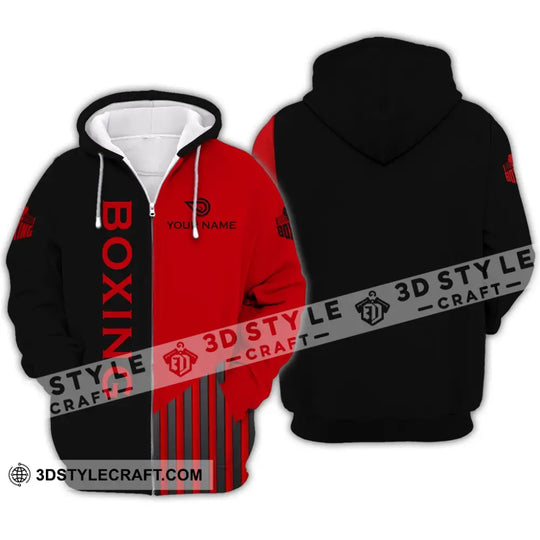 Unisex Shirt - Custom Name Boxing Shirt - Gift For Boxing Player, Black And Red Boxing 3D Shirt style option 4