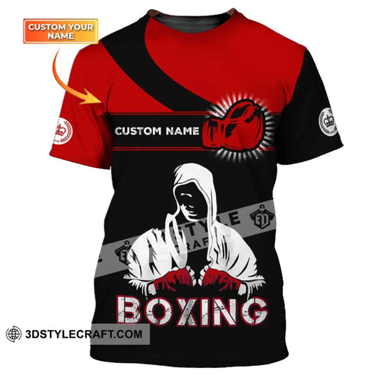 Unisex Shirt - Custom Name Boxing Shirt - Gift For Boxing Player, Black And Red Boxing Shirt style option 1