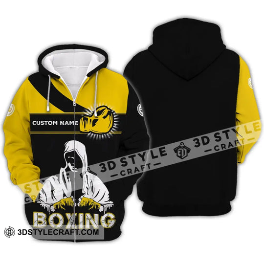 Unisex Shirt - Custom Name Boxing Shirt - Gift For Boxing Player, Black And Yellow Boxing Shirt style option 4
