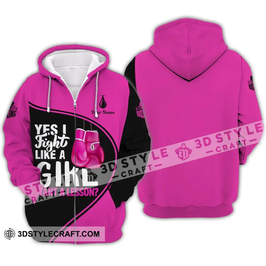 Unisex Shirt - Custom Name Boxing Shirt - Gift For Boxing Player, I Fight Like A Girl Want A Lesson style option 4