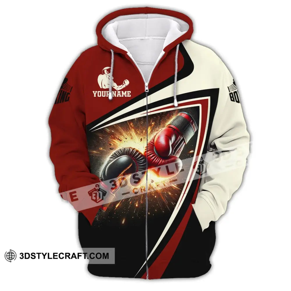Unisex Shirt Custom Name Boxing Polo Long Sleeve Love T-Shirt Zipper Hoodie / S T-Shirt
