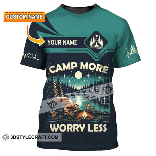 Unisex Shirt, Custom Name Camping Shirt, Camp More Worry Less, Camping Hoodie style option 1