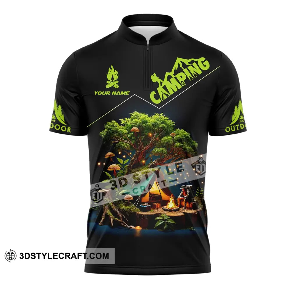 Unisex Shirt Custom Name Camping Gift For Lover Zipper Polo / S T-Shirt