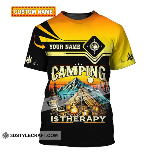 Unisex Shirt, Custom Name Camping Shirt, Camping Is Therapy, Camping Hoodie Polo Shirt style option 1