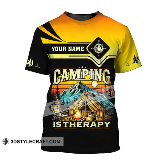 Unisex Shirt, Custom Name Camping Shirt, Camping Is Therapy, Camping Hoodie Polo Shirt style option 2