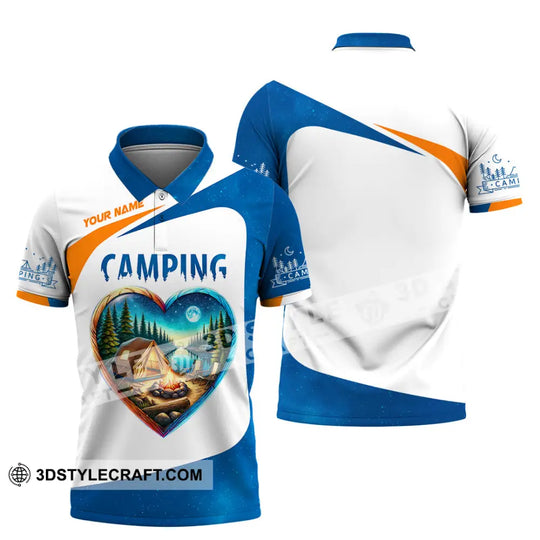 Unisex Shirt, Custom Name Camping Shirt, Camping Polo Long Sleeve, Camping Love T-Shirt style option 4