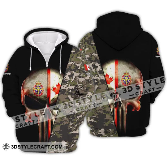 Unisex Shirt - Custom Name Shirt - Canadian Skull With Camouflage Pattern style option 4